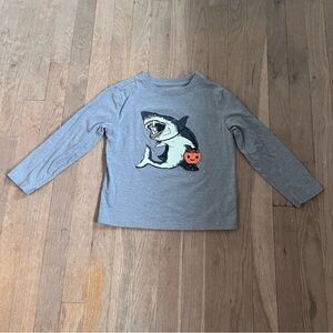 Kids Glow in the Dark Shark Halloween Long Sleeve T-Shirt- Size xs 4/5